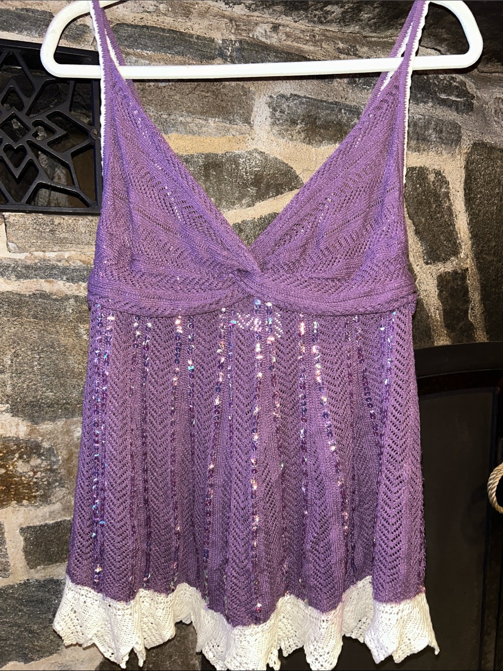 Vintage jLo Crochet Sequined Top XL